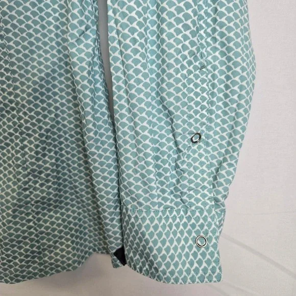 L. L. Bean Western Snap Front Long Sleeve Shirt, Coastal Cowgirl, Blue/White, L - Picture 11 of 16